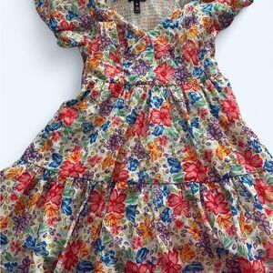 Aqua Floral Mini Dress - Multicolor